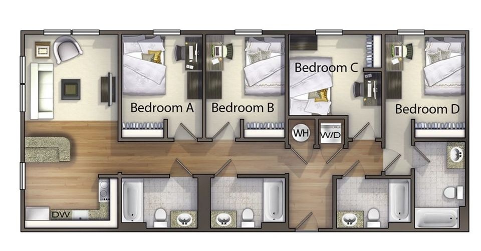 Sublet Bedroom in 4 Bedroom Apartment