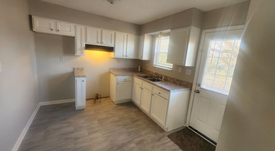 Renovated 4 bedroom 1.5 bath home with fresh paint, new kitchen, new flooring, and basement for storage